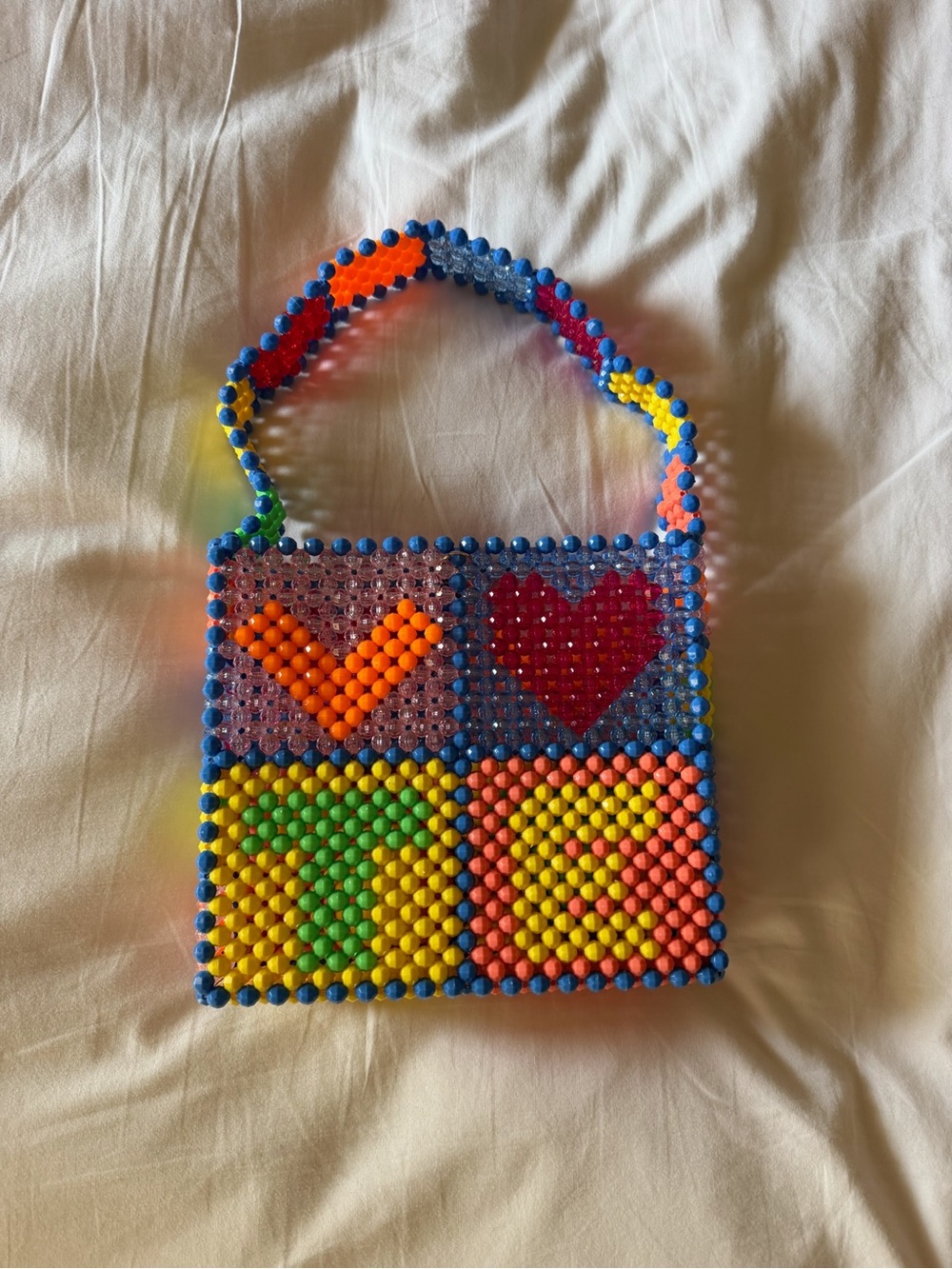 Susan Alexandra VOTE Beaded Heart & Checker Tote Bag